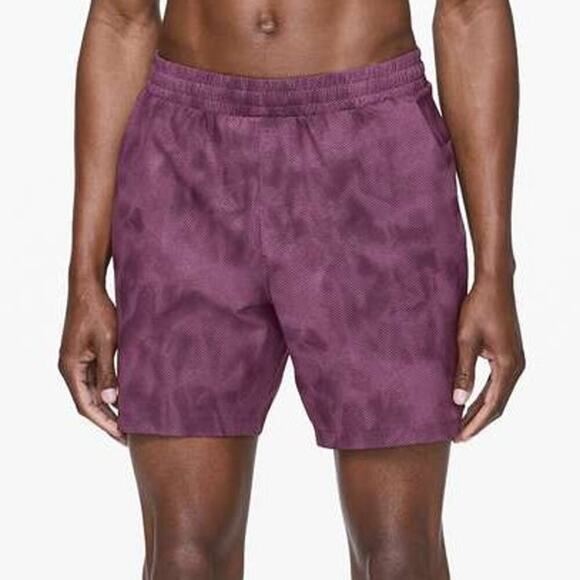 Lululemon Channel Cross Swim Short 7" Shadow Mesh Vintage Plum Multi Mens Size M - Picture 1 of 7